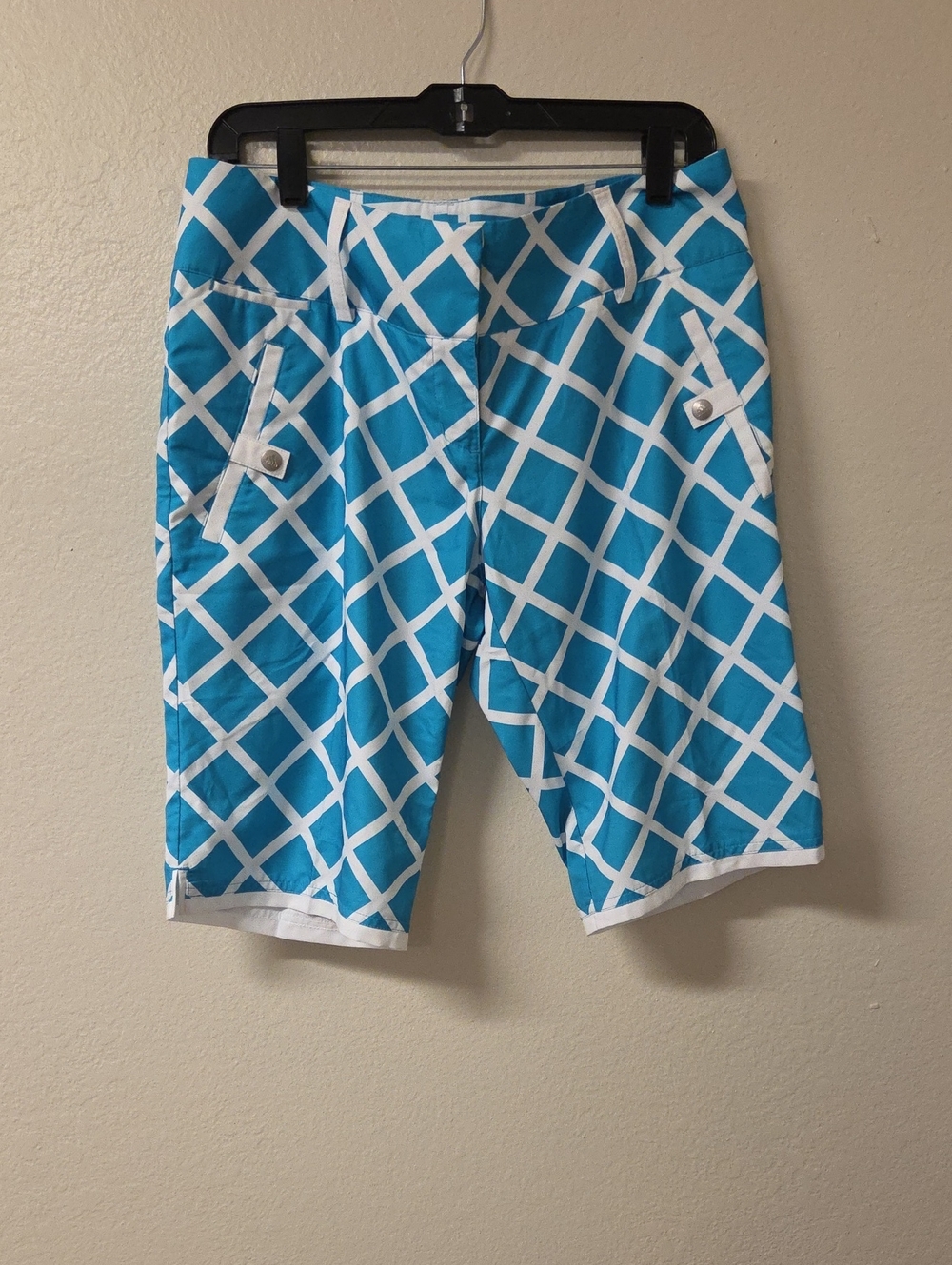 adidas Climalite Turquoise and White Lattice Athletic Shorts